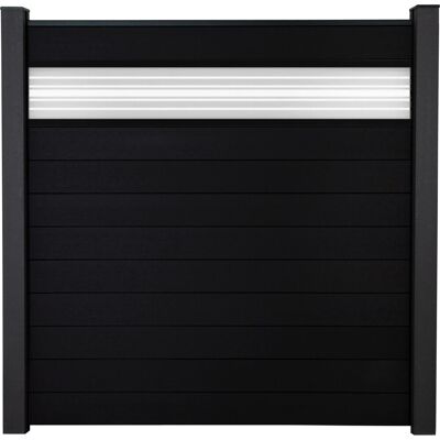 GroJa Steckzaun Solid mit Glas-Designeinsatz 30 cm 180x180x1,9 cm Schwarz GroJa Steckzaun Solid mit Glas-Designeinsatz 30 cm 180x180x1,9 cm Schwarz