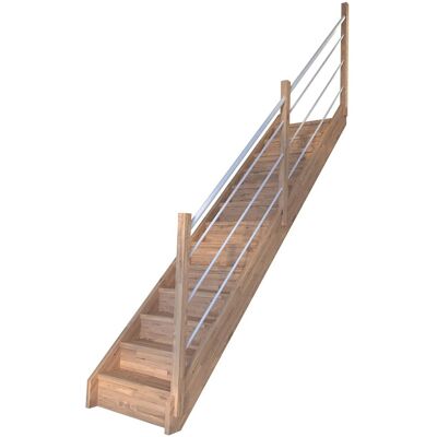 StarWood Treppen Treppe Mykonos Pro Eiche Ger. 80cm Setzstufe Holz-Edelstahl-Geländer Weiß R FSC® StarWood Treppen Treppe Mykonos Pro Eiche Ger. 80cm Setzstufe Holz-Edelstahl-Geländer Weiß R FSC®