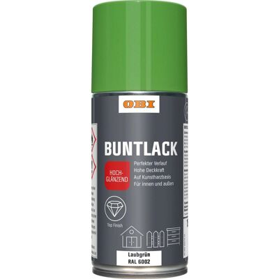 OBI Buntlack Spray RAL 6002 Laubgrün hochglänzend 150 ml OBI Buntlack Spray RAL 6002 Laubgrün hochglänzend 150 ml