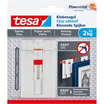 Tesa Klebenagel für Tapeten und Putz verstellbar (max. 2 kg) Tesa Klebenagel für Tapeten und Putz verstellbar (max. 2 kg)