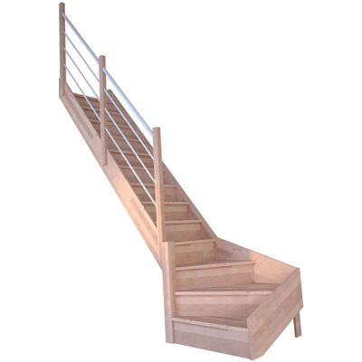 StarWood Treppen StarWood Treppe Rhodos Buche Gew. L Setzstufen Holz-Edelstahl-Geländer Weiß FSC® StarWood Treppen StarWood Treppe Rhodos Buche Gew. L Setzstufen Holz-Edelstahl-Geländer Weiß FSC®