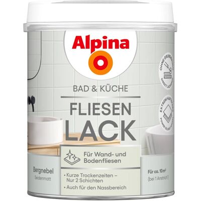 Alpina Fliesen-Lack Bad & Küche 2 Komponenten Bergnebel Seidenmatt 750 ml Alpina Fliesen-Lack Bad & Küche 2 Komponenten Bergnebel Seidenmatt 750 ml