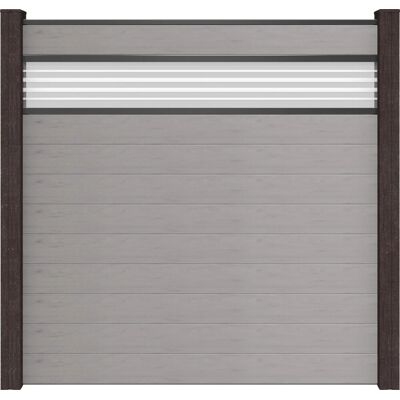 GroJa Steckzaun Solid mit Glas-Designeinsatz 30 cm 180x180x1,9 cm Steingrau GroJa Steckzaun Solid mit Glas-Designeinsatz 30 cm 180x180x1,9 cm Steingrau