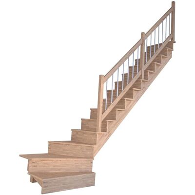 StarWood Treppen Treppe Lindos Pro Eiche Gew. R 80cm Setzstufen Holz-Edelstahl-Geländer Weiß FSC® StarWood Treppen Treppe Lindos Pro Eiche Gew. R 80cm Setzstufen Holz-Edelstahl-Geländer Weiß FSC®