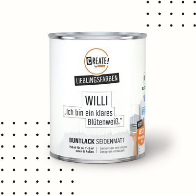 CREATE! by OBI Buntlack Lieblingsfarbe Willi Blütenweiß Seidenmatt 0,75 l CREATE! by OBI Buntlack Lieblingsfarbe Willi Blütenweiß Seidenmatt 0,75 l