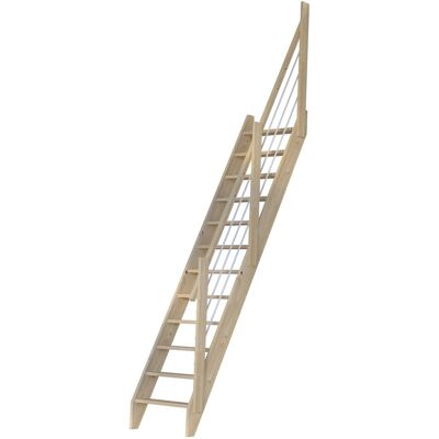 StarWood Treppen StarWood Treppe Fichte 3000 Holz-Edelstahl-Geländer Weiß Basic StarWood Treppen StarWood Treppe Fichte 3000 Holz-Edelstahl-Geländer Weiß Basic