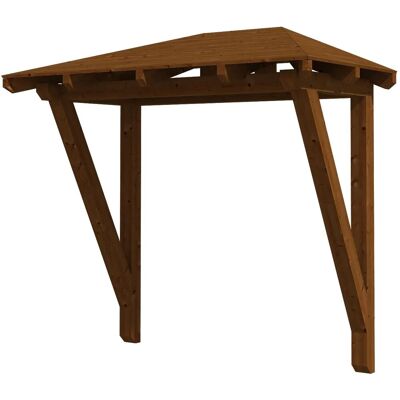 SKANHOLZ Wismar 2 Walmdach Vordach - Nussbaum Holz SKANHOLZ Wismar 2 Walmdach Vordach - Nussbaum Holz