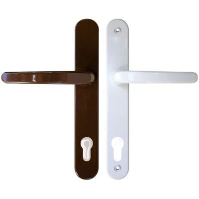 Roro Drücker-Garnitur Typ C Aluminium 92 mm Braun-Weiß Roro Drücker-Garnitur Typ C Aluminium 92 mm Braun-Weiß