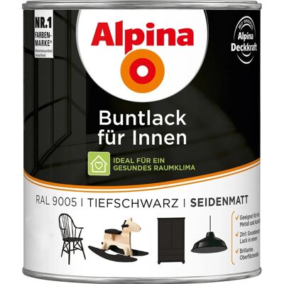 Alpina Buntlack für Innen Tiefschwarz seidenmatt 750 ml Alpina Buntlack für Innen Tiefschwarz seidenmatt 750 ml