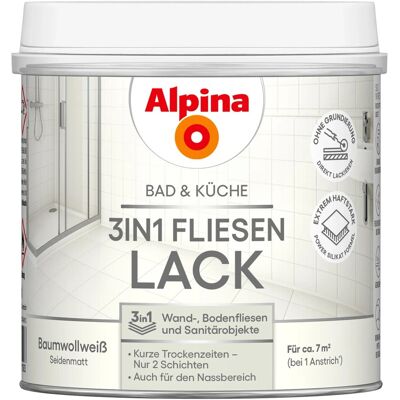 Alpina Fliesenlack Bad & Küche 3-in-1 Baumwollweiß 500 ml Alpina Fliesenlack Bad & Küche 3-in-1 Baumwollweiß 500 ml
