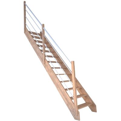 StarWood Treppen StarWood Treppe Rhodos Eiche Ger. Holz-Edelstahl-Geländer Weiß L FSC® StarWood Treppen StarWood Treppe Rhodos Eiche Ger. Holz-Edelstahl-Geländer Weiß L FSC®