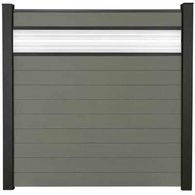 GroJa Steckzaun Solid mit Glas-Designeinsatz 30 cm 180x180x1,9 cm Grau GroJa Steckzaun Solid mit Glas-Designeinsatz 30 cm 180x180x1,9 cm Grau