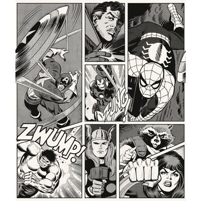 Komar Vinyl-Fototapete Marvel Classic Comic 212 cm x 250 cm Schwarz - Weiß Komar Vinyl-Fototapete Marvel Classic Comic 212 cm x 250 cm Schwarz - Weiß