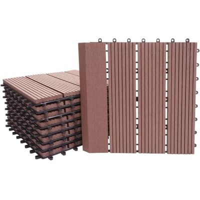 MCW WPC Bodenfliese Sarthe mit Abschluss Holzoptik Balkon/Terrasse 11x Je 30x30cm - 1qm Premium Coff MCW WPC Bodenfliese Sarthe mit Abschluss Holzoptik Balkon/Terrasse 11x Je 30x30cm - 1qm Premium Coff