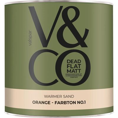 V&CO Premium-Innenfarbe Dead Flat Matt Orange Farbton 1 Warmer Sand 2,5 l V&CO Premium-Innenfarbe Dead Flat Matt Orange Farbton 1 Warmer Sand 2,5 l