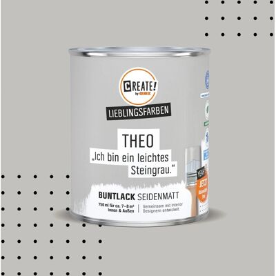 CREATE! by OBI Buntlack Lieblingsfarbe Theo Steingrau Seidenmatt 0,75 l CREATE! by OBI Buntlack Lieblingsfarbe Theo Steingrau Seidenmatt 0,75 l