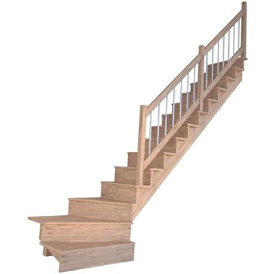 StarWood Treppen Treppe Lindos Pro Eiche Gew. R 100cm Setzstufe Holz-Edelstahl-Geländer Weiß FSC® StarWood Treppen Treppe Lindos Pro Eiche Gew. R 100cm Setzstufe Holz-Edelstahl-Geländer Weiß FSC®