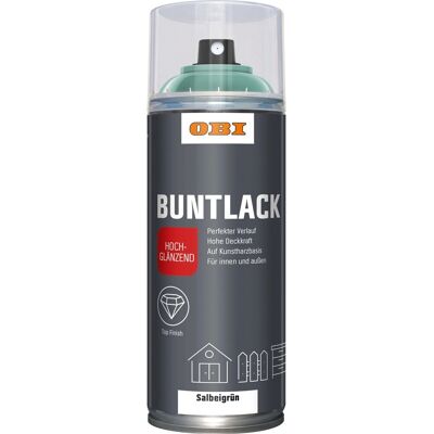 OBI Buntlack Spray LH Salbeigrün hochglänzend 400 ml OBI Buntlack Spray LH Salbeigrün hochglänzend 400 ml