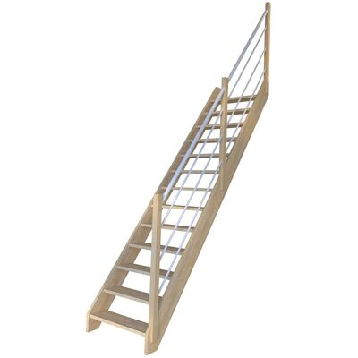 StarWood Treppen StarWood Treppe Korfu Fichte Gerade Holz-Edelstahl-Geländer Weiß L StarWood Treppen StarWood Treppe Korfu Fichte Gerade Holz-Edelstahl-Geländer Weiß L