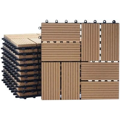 MCW WPC Bodenfliese Sarthe Holzoptik Balkon/Terrasse 11x Je 30x30cm - 1qm Teak Vierecke MCW WPC Bodenfliese Sarthe Holzoptik Balkon/Terrasse 11x Je 30x30cm - 1qm Teak Vierecke