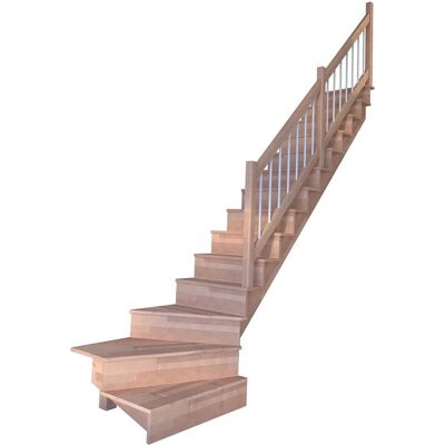 StarWood Treppen Treppe Lindos Pro Buche Gew. R 100cm Setzstufe Holz-Edelstahl-Geländer Weiß FSC® StarWood Treppen Treppe Lindos Pro Buche Gew. R 100cm Setzstufe Holz-Edelstahl-Geländer Weiß FSC®