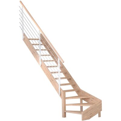 StarWood Treppen Treppe Mykonos Pro Eiche Gew. L 80 cm Holz-Edelstahl-Geländer Weiß FSC® StarWood Treppen Treppe Mykonos Pro Eiche Gew. L 80 cm Holz-Edelstahl-Geländer Weiß FSC®
