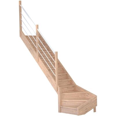 StarWood Treppen Treppe Mykonos Pro Eiche Gew. L 90cm Setzstufe Holz-Edelstahl-Geländer Weiß FSC® StarWood Treppen Treppe Mykonos Pro Eiche Gew. L 90cm Setzstufe Holz-Edelstahl-Geländer Weiß FSC®