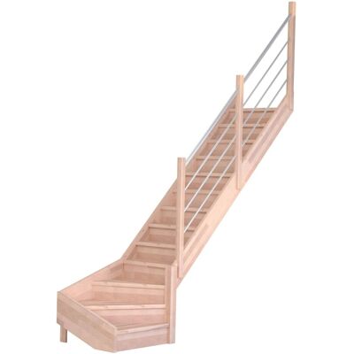 StarWood Treppen Treppe Mykonos Pro Buche Gew. R 90 cm Setzstufen Holz-Edelstahl-Geländer FSC® StarWood Treppen Treppe Mykonos Pro Buche Gew. R 90 cm Setzstufen Holz-Edelstahl-Geländer FSC®