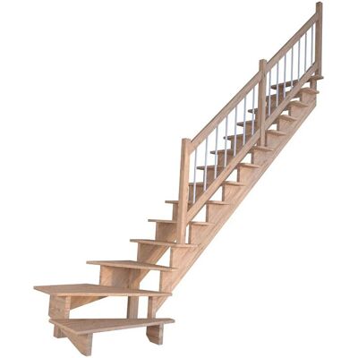 StarWood Treppen Treppe Lindos Eiche Gew. R 80 cm Holz-Edelstahl-Geländer Weiß FSC® StarWood Treppen Treppe Lindos Eiche Gew. R 80 cm Holz-Edelstahl-Geländer Weiß FSC®