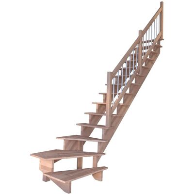 StarWood Treppen Treppe Lindos Buche Gew. R 80 cm Holz-Edelstahl-Geländer Weiß FSC® StarWood Treppen Treppe Lindos Buche Gew. R 80 cm Holz-Edelstahl-Geländer Weiß FSC®