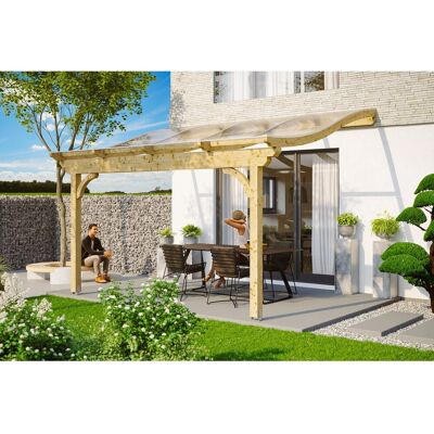 Skan Holz Terrassenüberdachung Verona B x T 434 cm x 239 cm Leimholz Natur Skan Holz Terrassenüberdachung Verona B x T 434 cm x 239 cm Leimholz Natur