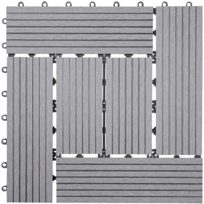 MCW WPC Bodenfliese Sarthe Holzoptik Balkon/Terrasse 11x Je 30x30cm - 1qm Basis Grau Versetzt MCW WPC Bodenfliese Sarthe Holzoptik Balkon/Terrasse 11x Je 30x30cm - 1qm Basis Grau Versetzt
