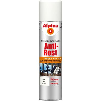 Alpina Metallschutz-Lack Anti-Rost Spray Weiß matt 400 ml Alpina Metallschutz-Lack Anti-Rost Spray Weiß matt 400 ml