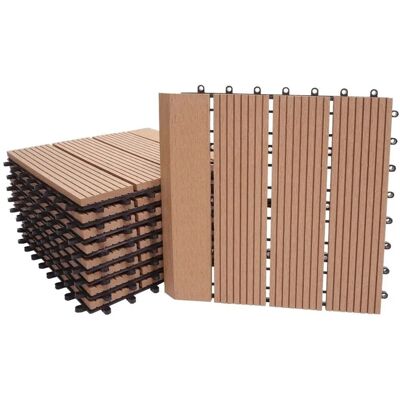 MCW WPC Bodenfliese Sarthe mit Abschluss Holzoptik Balkon/Terrasse 11x Je 30x30cm - 1qm Premium Teak MCW WPC Bodenfliese Sarthe mit Abschluss Holzoptik Balkon/Terrasse 11x Je 30x30cm - 1qm Premium Teak
