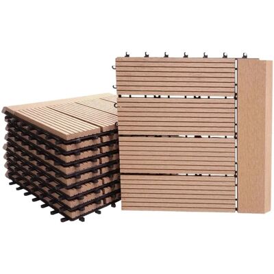 MCW WPC Bodenfliese Sarthe mit Abschluss Holzoptik Balkon/Terrasse 11x Je 30x30cm - 1qm Premium Teak MCW WPC Bodenfliese Sarthe mit Abschluss Holzoptik Balkon/Terrasse 11x Je 30x30cm - 1qm Premium Teak