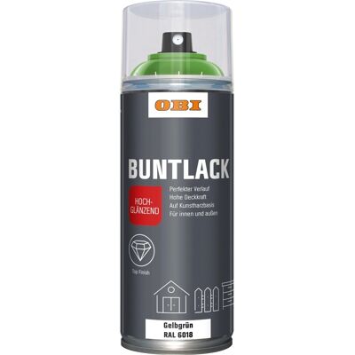 OBI Buntlack Spray RAL 6018 Gelbgrün hochglänzend 400 ml OBI Buntlack Spray RAL 6018 Gelbgrün hochglänzend 400 ml