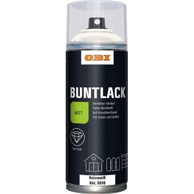 OBI Buntlack Spray RAL 9010 Reinweiß matt 400 ml OBI Buntlack Spray RAL 9010 Reinweiß matt 400 ml