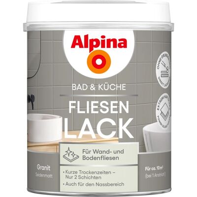 Alpina Fliesen-Lack Bad & Küche 2 Komponenten Granit Seidenmatt 750 ml Alpina Fliesen-Lack Bad & Küche 2 Komponenten Granit Seidenmatt 750 ml