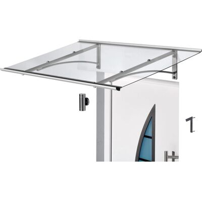 Gutta Aluminium Vordach - 160x90cm - Edelstahloptik Gutta Aluminium Vordach - 160x90cm - Edelstahloptik