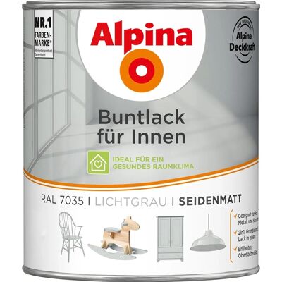 Alpina Buntlack für Innen Lichtgrau seidenmatt 750 ml Alpina Buntlack für Innen Lichtgrau seidenmatt 750 ml