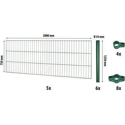 Floraworld Einstabmattenzaun-Set Classic Grün 75 cm x 1000 cm Floraworld Einstabmattenzaun-Set Classic Grün 75 cm x 1000 cm