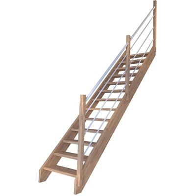 StarWood Treppen Treppe Mykonos Pro Eiche Ger. 80 cm Holz-Edelstahl-Geländer Weiß R FSC® StarWood Treppen Treppe Mykonos Pro Eiche Ger. 80 cm Holz-Edelstahl-Geländer Weiß R FSC®
