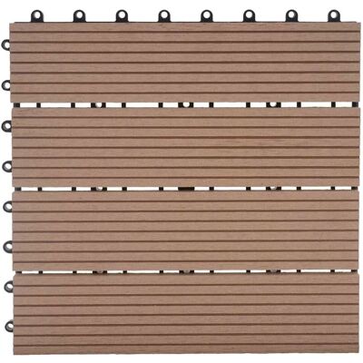 MCW WPC Bodenfliese Sarthe Holzoptik Balkon/Terrasse 11x Je 30x30cm - 1qm Teak Linear MCW WPC Bodenfliese Sarthe Holzoptik Balkon/Terrasse 11x Je 30x30cm - 1qm Teak Linear
