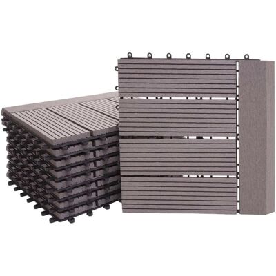 MCW WPC Bodenfliese Sarthe mit Abschluss Holzoptik Balkon/Terrasse 11x Je 30x30cm - 1qm Premium Grau MCW WPC Bodenfliese Sarthe mit Abschluss Holzoptik Balkon/Terrasse 11x Je 30x30cm - 1qm Premium Grau