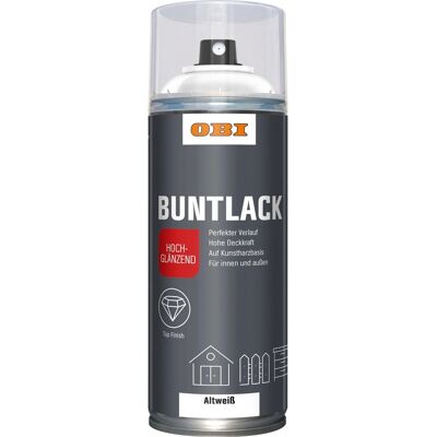 OBI Buntlack Spray LH Altweiß hochglänzend 400 ml OBI Buntlack Spray LH Altweiß hochglänzend 400 ml