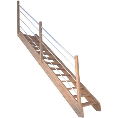 StarWood Treppen Treppe Mykonos Pro Eiche Ger. 80 cm Holz-Edelstahl-Geländer Weiß L FSC® StarWood Treppen Treppe Mykonos Pro Eiche Ger. 80 cm Holz-Edelstahl-Geländer Weiß L FSC®