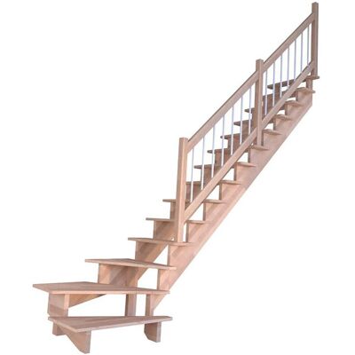 StarWood Treppen Treppe Lindos Buche Gew. R 100 cm Holz-Edelstahl-Geländer Weiß FSC® StarWood Treppen Treppe Lindos Buche Gew. R 100 cm Holz-Edelstahl-Geländer Weiß FSC®