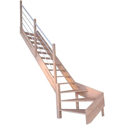 StarWood Treppen StarWood Treppe Rhodos Buche Gew. L Holz-Edelstahl-Geländer Weiß FSC® StarWood Treppen StarWood Treppe Rhodos Buche Gew. L Holz-Edelstahl-Geländer Weiß FSC®