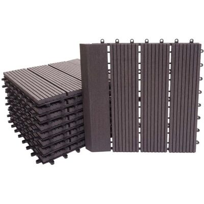 MCW WPC Bodenfliese Sarthe mit Abschluss Holzoptik Balkon/Terrasse 11x Je 30x30cm - 1qm Premium anth MCW WPC Bodenfliese Sarthe mit Abschluss Holzoptik Balkon/Terrasse 11x Je 30x30cm - 1qm Premium anth