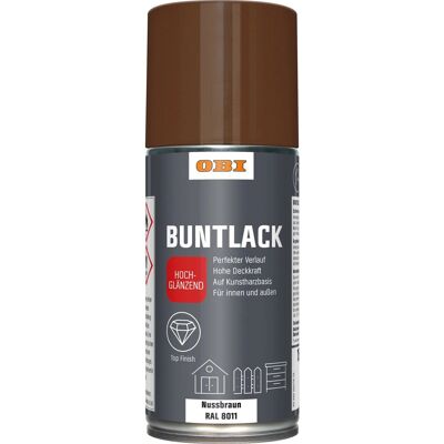 OBI Buntlack Spray RAL 8011 Nussbraun hochglänzend 150 ml OBI Buntlack Spray RAL 8011 Nussbraun hochglänzend 150 ml
